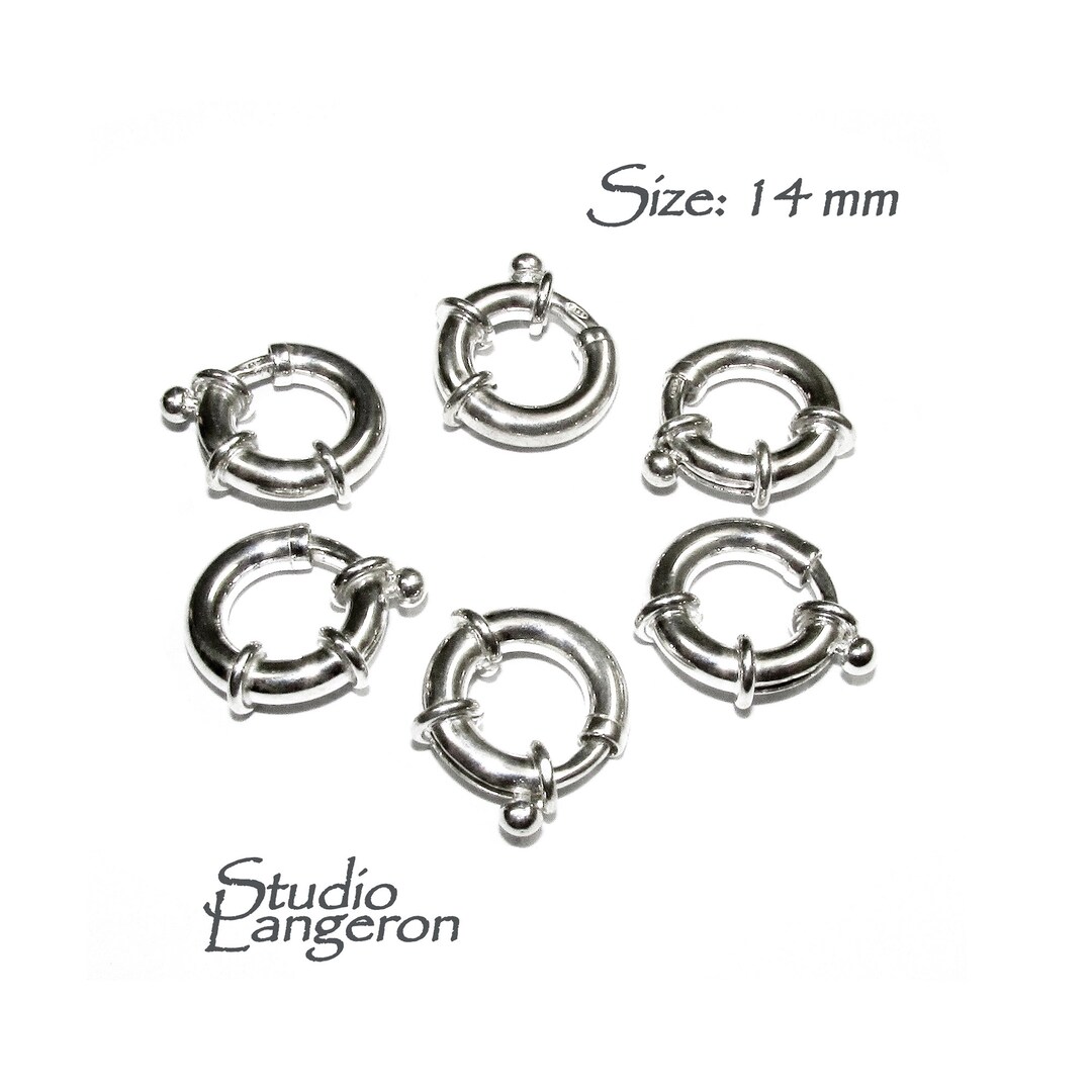 925 Sterling Silver Spring Ring Clasps Sizes 14 Mm, Spring Ring Clasp ...