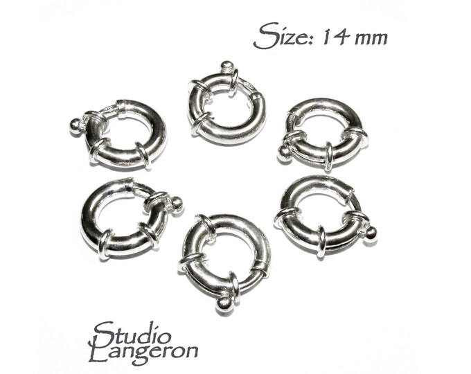 925 Sterling Silver Spring ring Clasps sizes 14 mm, Spring ring clasp, Jewelry making, Sterling silver, 925 Silver clasp, Clasp - 1 piece