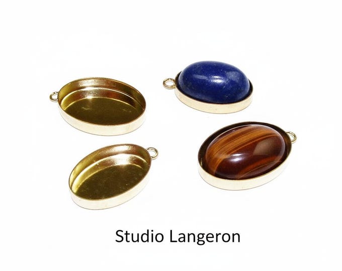 14K Yellow solid gold Oval Bezel Cup size 6x8, 8x10, 10x12, 10x14mm, Oval Bezel cup, Jewelry making, Solid gold bezel cups - 1 piece