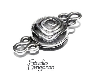 925 Sterling Silver Button Padlock Magnetic Clasp, Magnetic clasp, Silver clasp, Round clasp, Jewelry making, 925 silver clasp - 1 piece