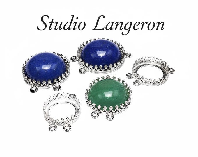 925 Sterling Silver Round Bezel Cup Settings with 4 rings, size 12, 14, 16, 18, 20 mm, Bezel cup, Jewelry making, Round bezel cup - 1 piece