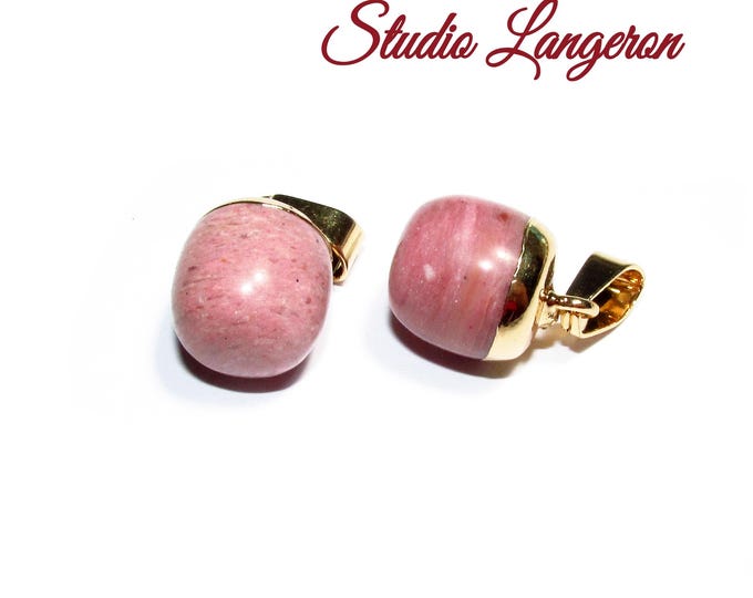 14K gold filled Natural Rhodochrosite Pendants Reiki with bail size 13x18mm, pendant Reiki, Jewelry making, Rhodochrosite, Pendant - 1 piece