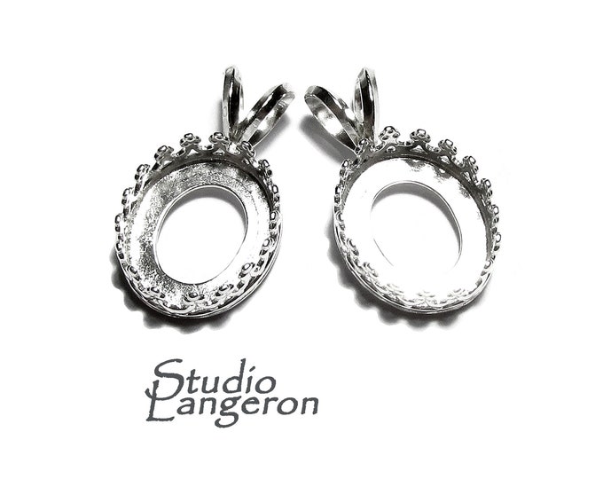 10x12 mm size 925 Sterling Silver blank pendant, Bezel cup, Jewelry making, Setting, Oval bezel cup, Base pendant, Silver pendant - 1 piece
