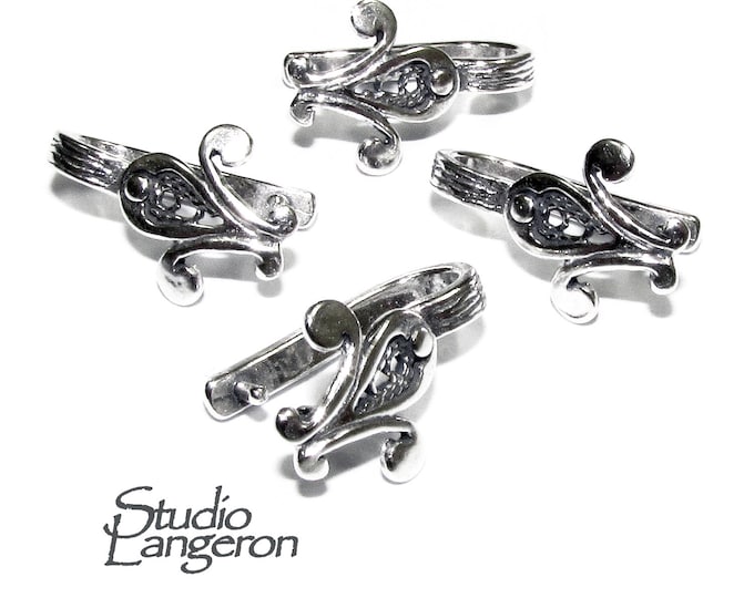 925 Sterling Silver Fleur-de-Lis Pinch Pendant Bail, sterling silver Bail, Jewelry making, bail for pendant, 925 Sterling silver - 1 piece