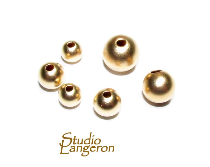 14K Yellow Gold Filled Satin Beads - Seamless Round Bead, Jewelry Making