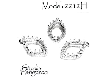 925 Sterling Silver Bezel Cups for marquise stone size 14x9 mm, Bezel cups, Jewelry making, Setting, Blank pendant, Silver blank - 1 piece