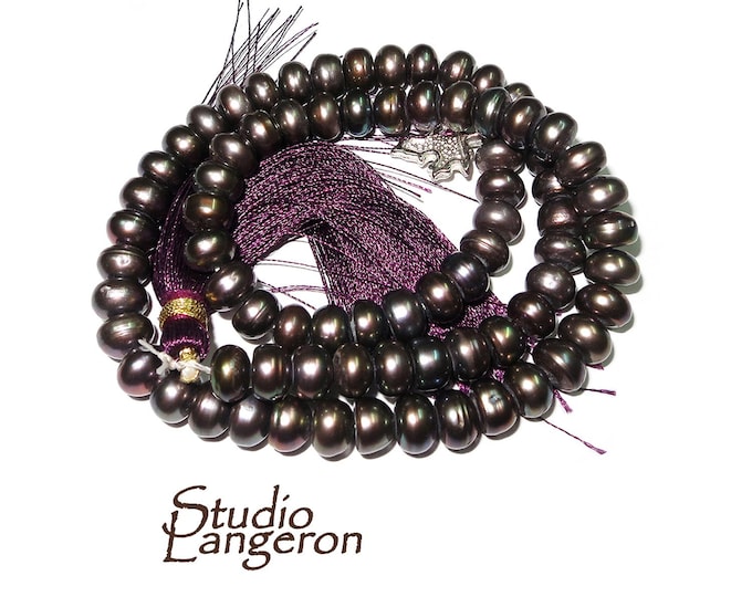 SALE!  Natural black pearl Gemstone Potato Beads 7.5x5.0mm 1 strand 25cm (10 inch) long, Natural black pearl, Jewelry making - 1 strand