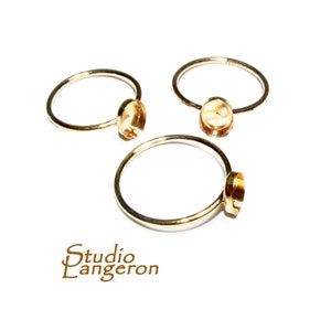 14K Yellow gold filled blank ring with bezel cup 4x6 mm size 4 - 11, Base ring, Bezel cup, Setting, Jewelry making, Gold filled - 1 piece