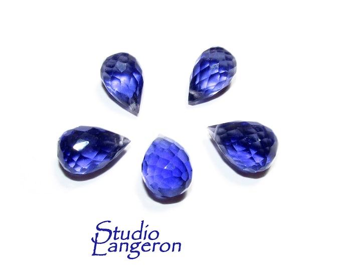 Natural Iolite Teardrop faceted Beads size 10x7 mm, Iolite Gemstone, Jewelry making, Natural Gemstone Teardrop beads - 1 piece