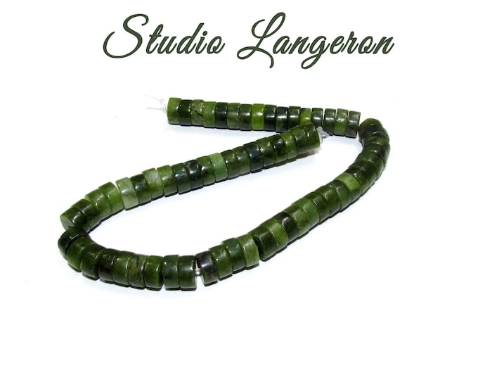 SALE!  Natural nephrite Square spacer Beads 3x6mm 1 strand 21cm long (About 58 beads), Natural nephrite, Jewelry making - 1 strand
