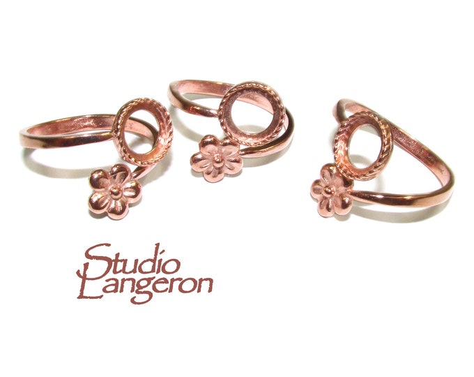 14K Rose gold filled open ring with bezel cup 8 mm, blank ring, Rose Gold filled, bezel cup, ring gold filled, 14K gold filled - 1 piece