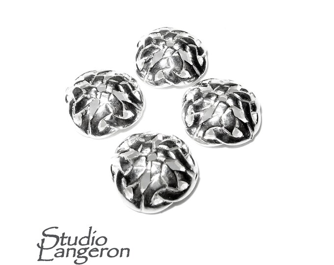 925 Sterling silver decorative shiny bead caps size 10 mm, bead cap, Jewelry making, silver bead cap, sterling silver bead caps - 1 piece