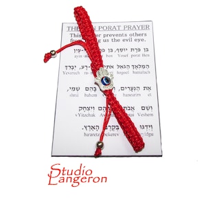 Red string bracelet, Red bracelet with prayer, Jerusalem, Judaism, Red string from Israel, Ben Porat prayer, Jerusalem, Israel, Evil eye