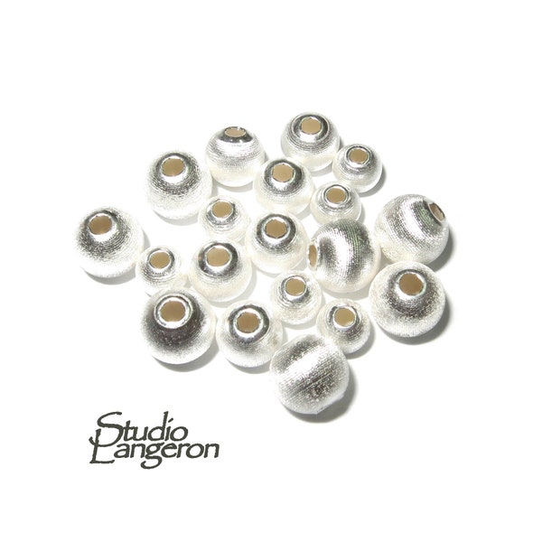 925 Sterling Silver Round Sandblasted Beads size 3, 4, 5, 6, 7, 8 mm,  Sandblasted beads, Satin Beads, Spacer Bead, Jewelry making - 1 piece