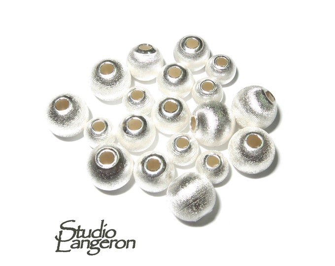 925 Sterling Silver Round Sandblasted Beads size 3, 4, 5, 6, 7, 8 mm,  Sandblasted beads, Satin Beads, Spacer Bead, Jewelry making - 1 piece