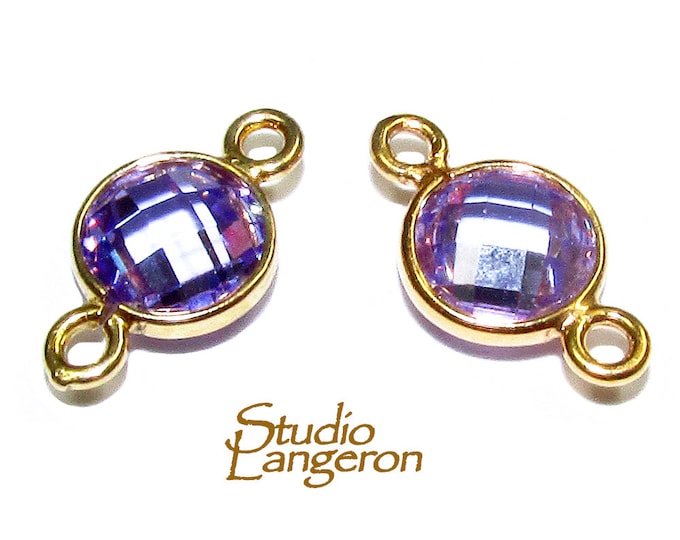 14K Gold Filled Checkerboard Lavender Round Link Connector size 12x7 mm, Lavender gold filled link, Link connector, Jewelry making - 1 piece