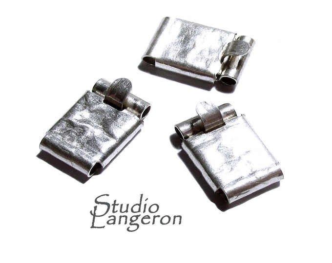 925 Sterling Silver Hammered Box Jewelry Clasps size 16x10mm, Hammered Box clasp, Jewelry making, Silver Clasps, Rectangular clasp - 1 piece