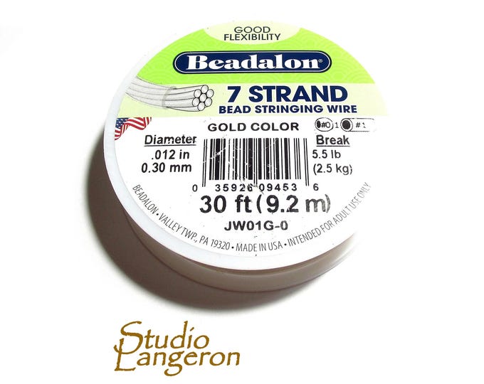 Beading wire Beadalon 7 Strand size 0.3mm gold color, Wire, Beadalon, Beading wire, Beading, Jewelry making, Gold wire - 1 spool