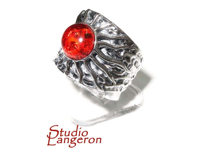 Statement Madagascar Copal ring 925 sterling silver size 7, Handmade ring, single copy, 925 Sterling silver, Madagascar Copal, gemstone