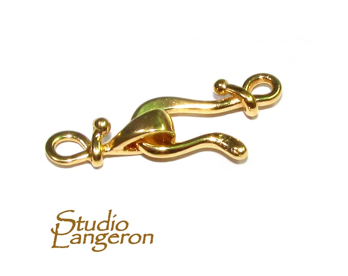 14K Yellow Gold filled Hook Eye Clasps Small, Gold Filled Hook Eye clasp, Clasp findings, Jewelry making, Gold Filled - 1 piece