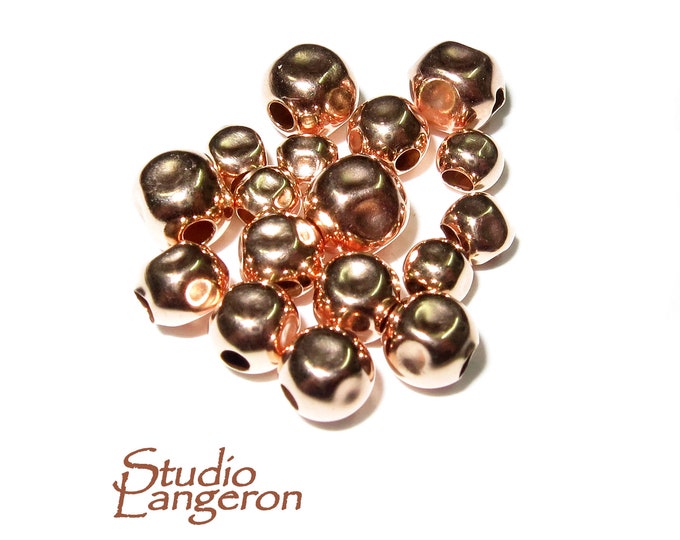 14K Rose gold filled hammered beads size 3.0-12.0 mm, Hammered gold filled beads, Jewelry making, Rose gold filled beads - 1 piece