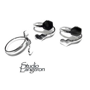 925 sterling silver open blank ring with a platforms for gluing, silver ring, base ring, Setting, jewelry making, open ring - 1 piece