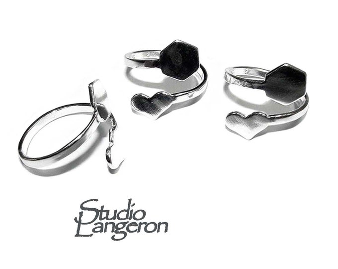 925 sterling silver open blank ring with a platforms for gluing, silver ring, base ring, Setting, jewelry making, open ring - 1 piece