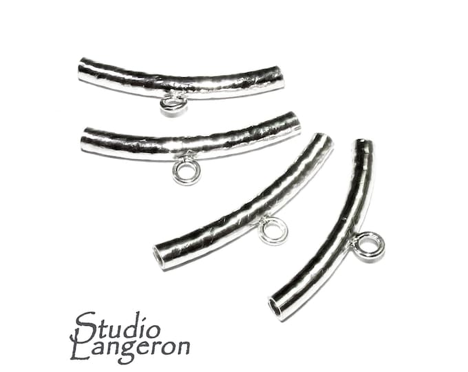 925 Sterling silver Hammered Tube Pendant Bail with Ring size 3.0x25 mm, tube pendant, tube silver, Jewelry making, tube bracelet - 1 piece