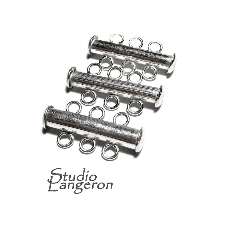Multi Loop Clasp 925 Sterling Silver Tube Bar Clasp 3-hole Size 4.3x22 Mm, Silver Clasps ...