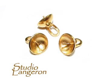 14K Yellow Gold Filled Large Screw Eye Pearl Component Mounting, Jewelry making, 14K Gold Filled, Gold filled bead caps - 1 piece