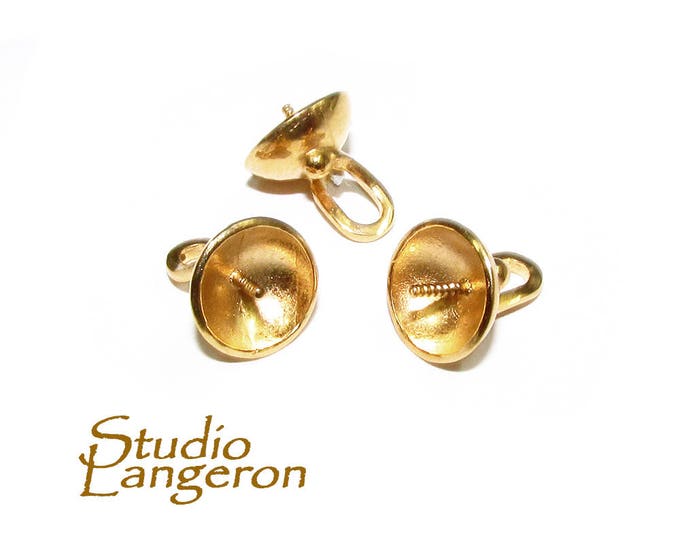 14K Yellow Gold Filled Large Screw Eye Pearl Component Mounting, Jewelry making, 14K Gold Filled, Gold filled bead caps - 1 piece
