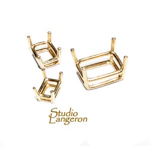 Koszyk prostokątny z litego złota 14K, rozmiar 6x4 - 8 x 10 mm, oprawa w kształcie prostokąta, tworzenie biżuterii, oprawa w kształcie łańcuszka, oprawa w kształcie koszyka - 1 sztuka