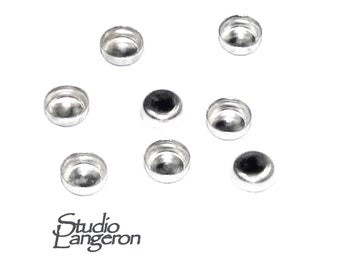 10 Stück Größe 3,0 mm 925 Sterling Silber runde Einfassung Cups, Einfassung, Schmuckherstellung, runde Einfassung, Montage