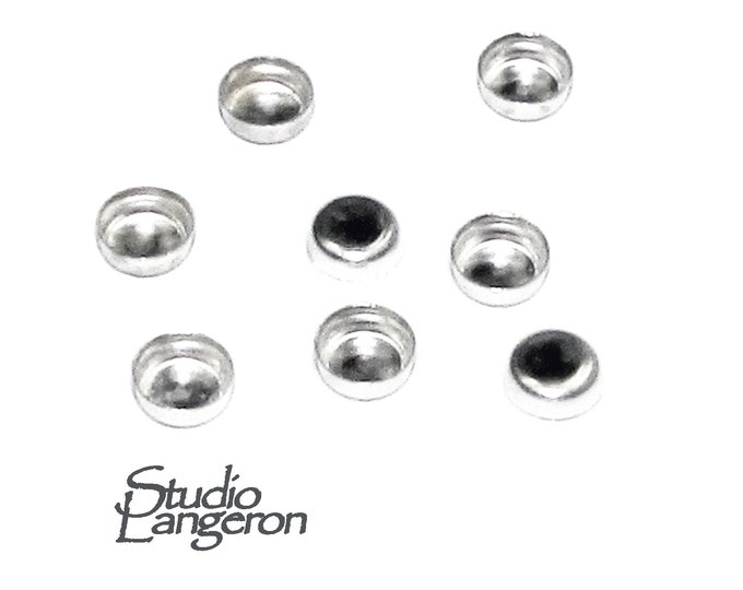 10 pcs size 3.0 mm 925 Sterling Silver Round Bezel Cups, Bezel cup, Jewelry making, Round bezel cups, Setting, Mounting