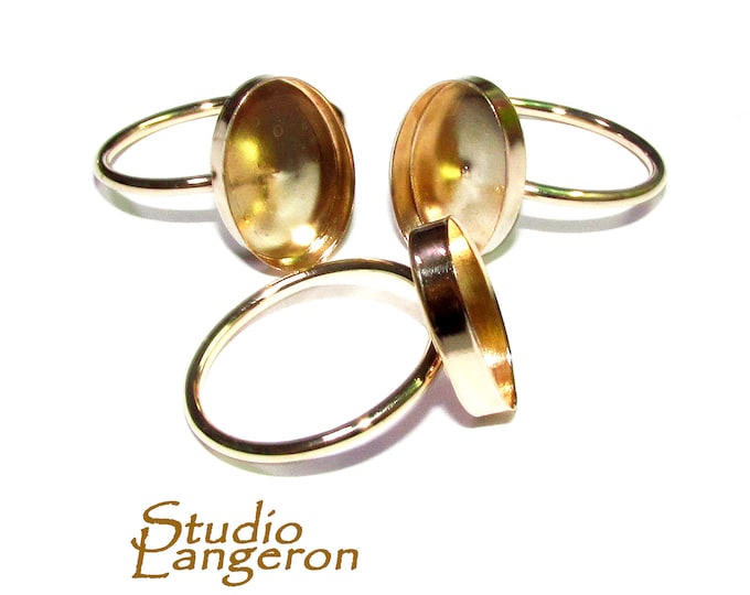14K Yellow gold filled blank ring with bezel cup 10x14mm size 4 - 11 Base ring, Bezel cup, Setting, Jewelry making, Ring setting - 1 piece
