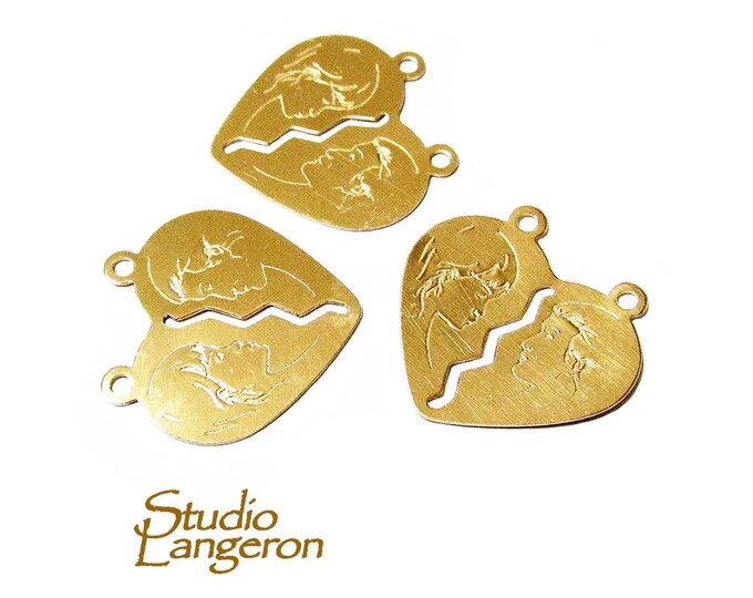 14K Gold Filled broken heart Pendant, Broken heart, pendant gold filled, Valentine's Day, Heart Pendant, Jewelry making, Pendant - 1 piece