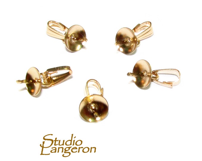 14K yellow gold filled snap-on bail and bead cap 5 mm, Jewelry making, Bail snap-on gold filled, Bail findings, Gold filled - 1 piece