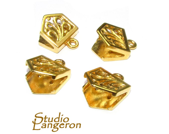 14K Gold Filled decorative Flat Pinch End Caps size 12x11 mm, Flat end caps, Jewelry making, End caps gold filled - 1 pair (2 piece)