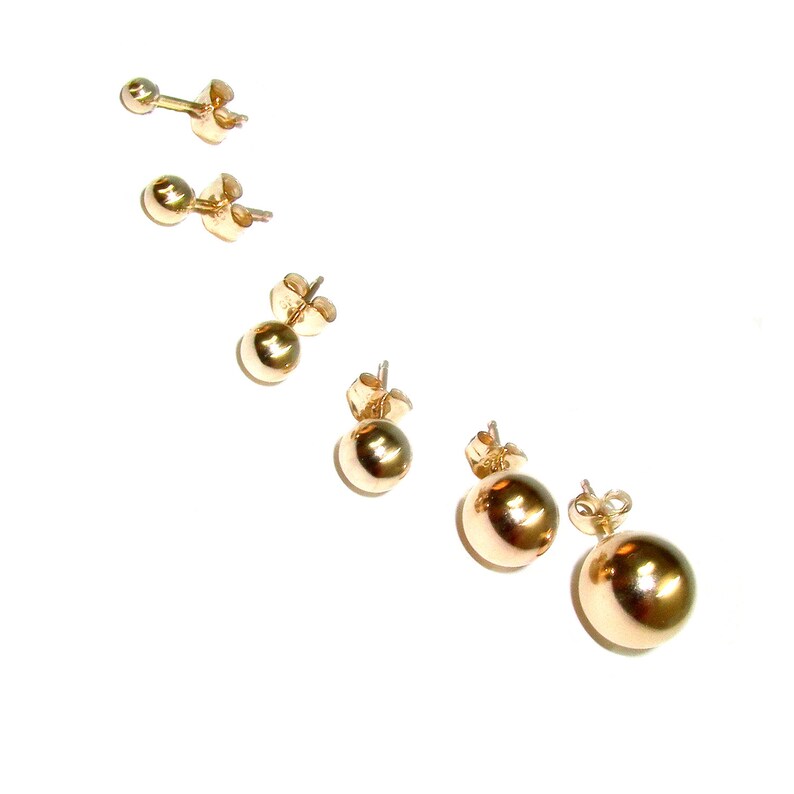 14K Gold Filled Ball Post Earrings Size 3 4 5 6 8 10 Mm Etsy
