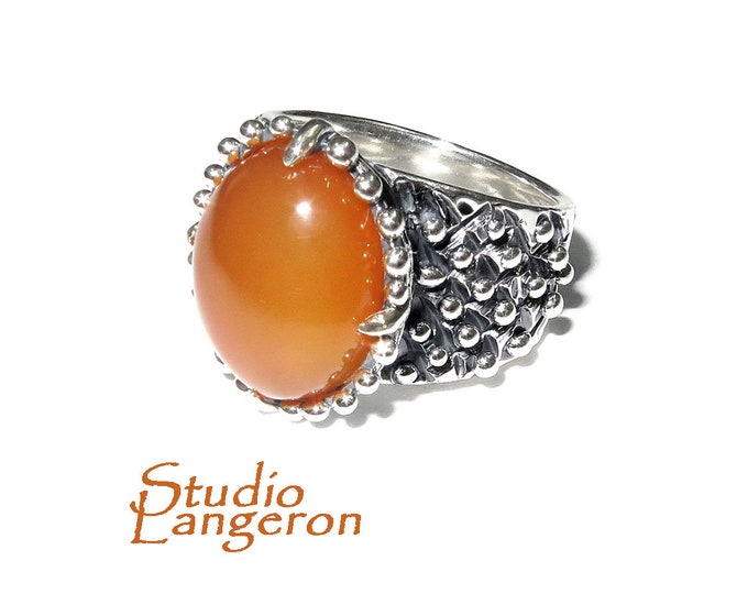 Statement Natural opal ring 925 sterling silver size 7, Handmade ring, single copy, sterling silver, Orange opal, silver ring, gemstone