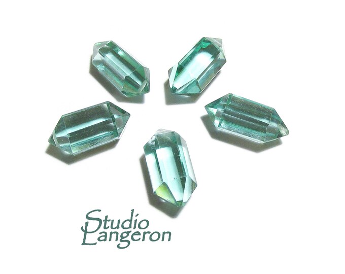 Natural Prasiolite Faceted Crystal Point beads size 14x7mm, Prasiolite Gemstone, Jewelry making, Natural Gemstone Faceted beads - 1 piece