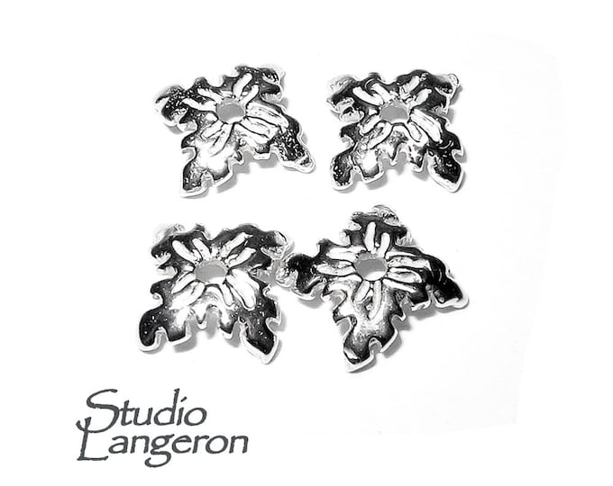 925 Sterling silver decorative shiny bead caps, bead caps, flower bead caps, silver bead cap, Jewelry making, 925 silver - 1 piece