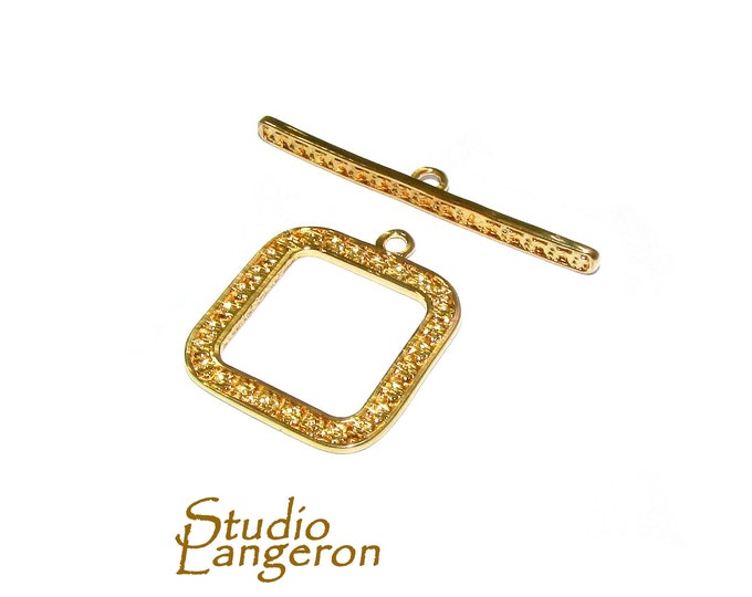 14K Yellow Gold filled square Toggle Clasp size 19.5x19.5 mm, Gold Filled Toggle clasp, Jewelry making, Gold Filled, Clasp toggle - 1 piece