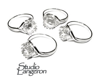 8 mm 925 sterling silver blank ring with bezel cup size 5, 6, 7, 8, 9, silver ring, bezel cup, base ring, Jewelry making, setting - 1 piece