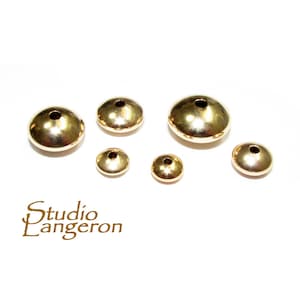 14K solid gold saucer beads size 3.6-9.0 mm, saucer gold beads, gold beads, Jewelry making, 14K solid gold, gold findings - 1 piece