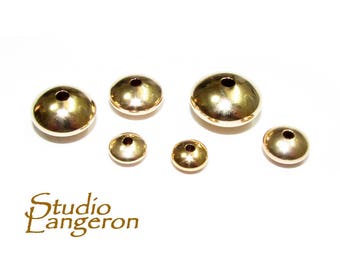 14K solid gold saucer beads size 3.6-9.0 mm, saucer gold beads, gold beads, Jewelry making, 14K solid gold, gold findings - 1 piece