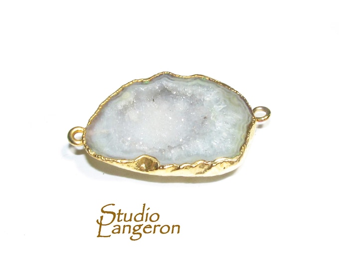 SALE!  Agate druse connector size 27x22mm, Natural agate, Natural Gemstone, Jewelry making - 1 piece