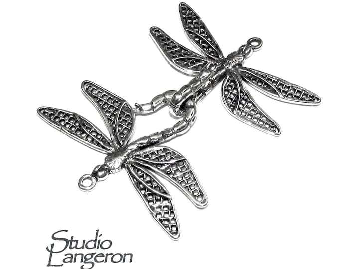 925 Sterling Silver Hook Eye Dragonfly Clasps, Silver clasp, Jewelry making, Hook eye clasp, Sterling silver, Dragonfly clasp - 1 piece