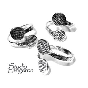 925 sterling silver open blank ring with two platform for gluing cabochons, silver ring, base ring, Jewelry making, open ring - 1 piece