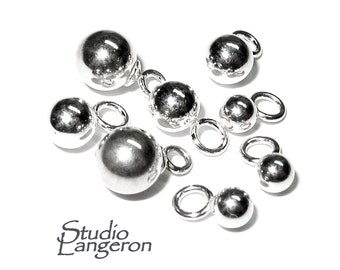 925 sterling silver round shiny beads with closed ring size 3.0-10.0 mm, Silver beads with loop, Jewelry making, Silver findings - 1 piece